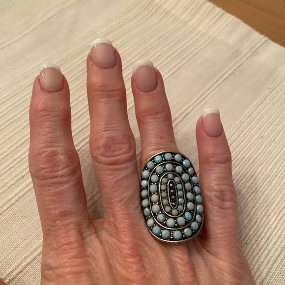 (4) Fashion Rings- Turquoise Stones and Metals - Picture 4 of 5